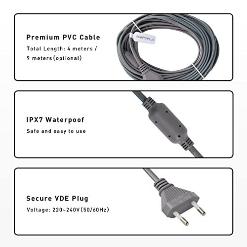 Inkbird Cable Calefactor Interior 4 Metros 15W, Resistencia de Silicona Professional con Función de Termostato, Impermeable IPX7 para Reptiles,Incubadora,Acuario,Semilleros,Fabricación de Cerveza