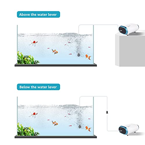 IREENUO 3W Bomba de Aire para Acuario hasta 100 L, Oxigenador Acuario Ultra-Silencioso <30 dB con Aireador, Flujo de Aire Está en 3 L/Min