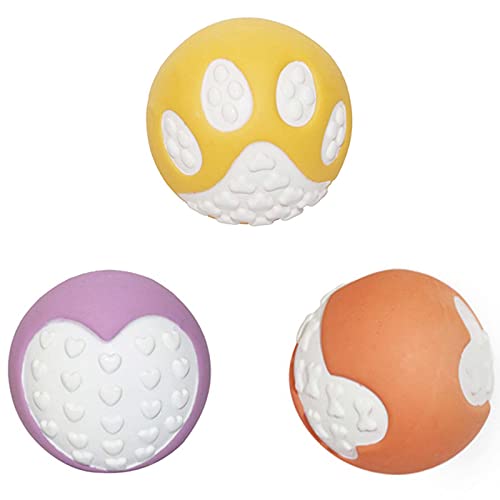 Irtyif Pelota de juguete para mascotas, Bola molar para mascotas, 3 piezas juguete interactivo de látex para mascotas,bonita bola de juguete muy segura y duradera, adecuada para cualquier perro, 6,5cm