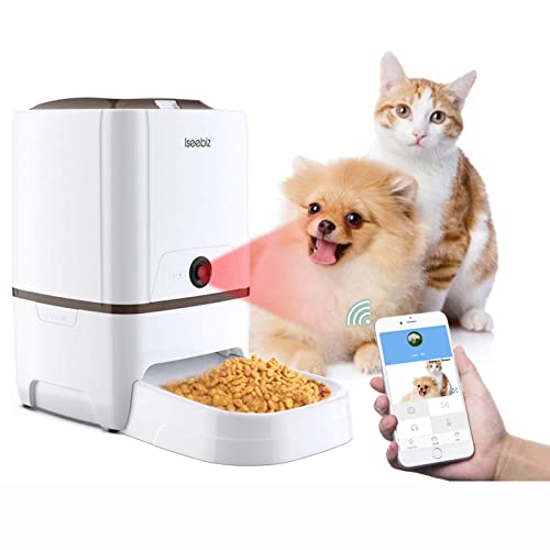 Iseebiz Comedero Automático con Cámara,APP,6 Dosis de Comida por Día,6L,para Perro y Gato