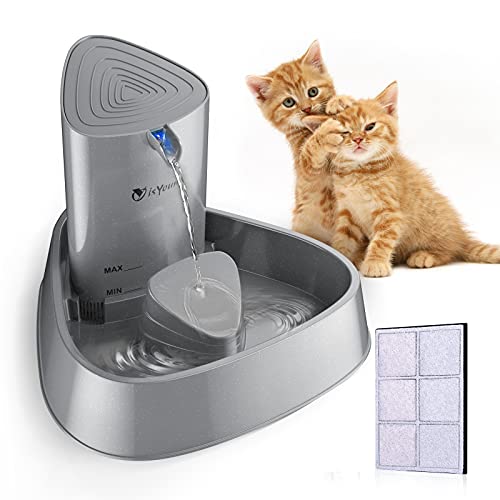 isYoung Fuente Silencioso para Gatos 1.5L Bebedero Automático Fuente de Agua para Perros y Gatos Sano e Higiénico con Luz LED y Filtros de Carbón Activado