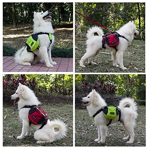 IUOU Paquete de alforjas de poliéster para Perros y Mascotas, Mochila de Viaje para Acampar, Senderismo, Mochila para Perros pequeños, medianos y Grandes