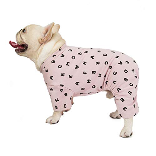 IUOU Pijamas de algodón para Perros, Mono Pug, Ropa de Bulldog francés, Ropa de Schnauzer, Atuendo para Mascotas, Pijama de Perro Bichón de caniche General, Pijama