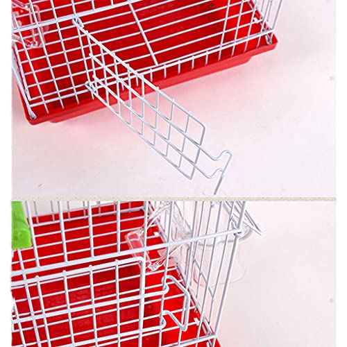 Jaula de Pájaros Birdcage de la azotea, Budgerigar Birdcage con caja de alimentación, pájaros de metal, jaula de baño ornamental para pájaros canarios pequeños Jaula para Mascota ( Color : Red )