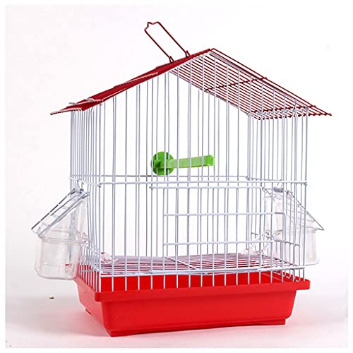 Jaula de Pájaros Birdcage de la azotea, Budgerigar Birdcage con caja de alimentación, pájaros de metal, jaula de baño ornamental para pájaros canarios pequeños Jaula para Mascota ( Color : Red )