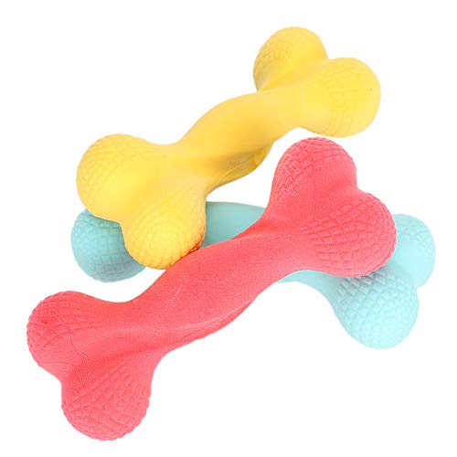 Jeanoko 3 Piezas de Espuma con Forma de Hueso Juguete para Masticar para Mascotas Resistente a Las Mordeduras TPR Macarrón Color Leche Perfumado Perro Limpieza de Dientes Juguetes