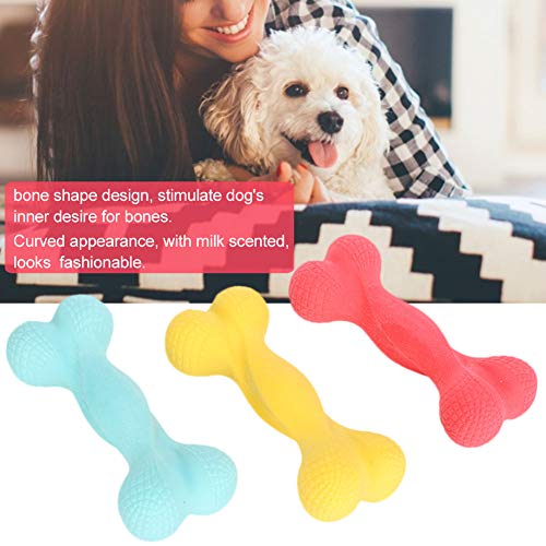 Jeanoko 3 Piezas de Espuma con Forma de Hueso Juguete para Masticar para Mascotas Resistente a Las Mordeduras TPR Macarrón Color Leche Perfumado Perro Limpieza de Dientes Juguetes