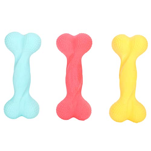 Jeanoko 3 Piezas de Espuma con Forma de Hueso Juguete para Masticar para Mascotas Resistente a Las Mordeduras TPR Macarrón Color Leche Perfumado Perro Limpieza de Dientes Juguetes