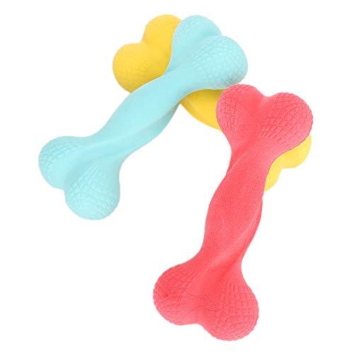 Jeanoko 3 Piezas de Espuma con Forma de Hueso Juguete para Masticar para Mascotas Resistente a Las Mordeduras TPR Macarrón Color Leche Perfumado Perro Limpieza de Dientes Juguetes