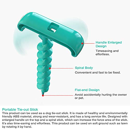 JFF Estaca Y Cable De Amarre para Perros - Estaca para Patio De Perro con Hoja En Espiral para Suelo Suelto O Arenoso - Ideal para Césped De Playa En Patio Exterior