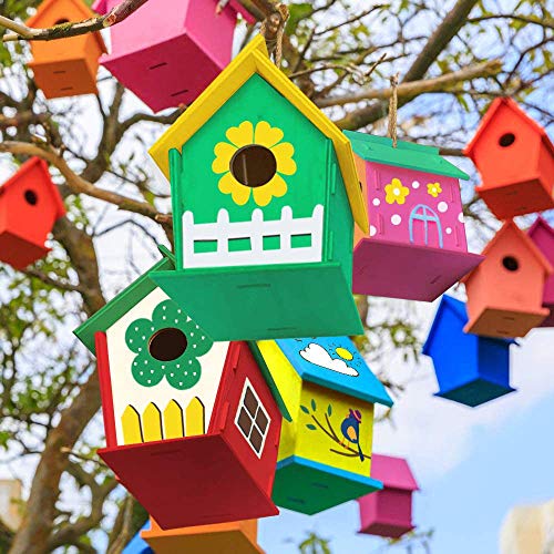 jiangwangda Manualidades de Cerezas para niños de 4 a 8 años - Paquete de 2 Kit de Bricolaje para Casitas de pájaros - Construya y pinte una casita para pájaros (Incluye Pinturas y Pinceles)