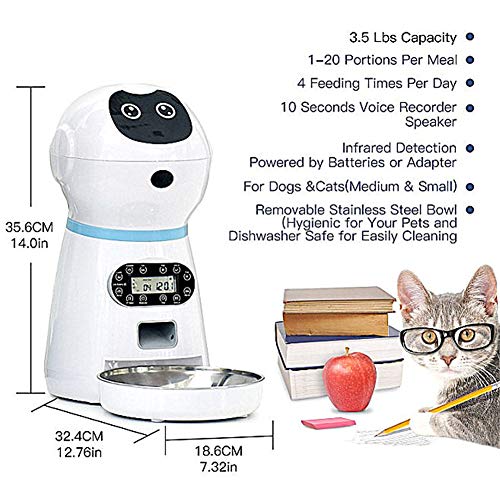 jieqing Comedero Automatico Gatos Comedero Automatico Perros Microchip Gato alimentador Alimentador de Gato automático con Temporizador EU