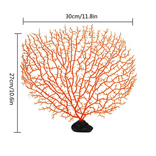 Jinlaili Coral Artificial Acuario, 2 Pz Ornamento Artificial Coral Plástico, Decoración Artificial Mar Planta para Acuario Tanque Pescados, Flor de Coral Acuario, 27 x 30 cm, Naranja, Roja