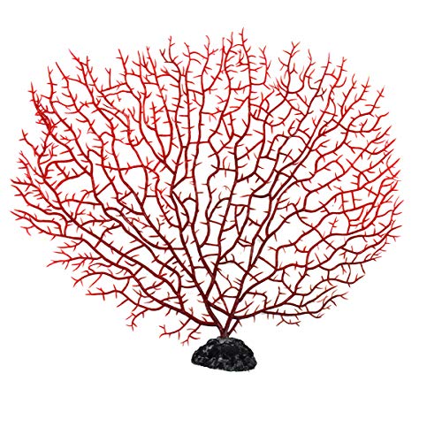 Jinlaili Coral Artificial Acuario, 2 Pz Ornamento Artificial Coral Plástico, Decoración Artificial Mar Planta para Acuario Tanque Pescados, Flor de Coral Acuario, 27 x 30 cm, Naranja, Roja