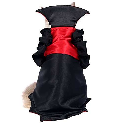 JJTXSQSMQM Ropa para Mascotas de Halloween Vestido de Vampiro Divertido para Mascotas de Halloween Lindo Perro pequeño y Mediano Gato Fiesta de Navidad Disfraz de Cosplay