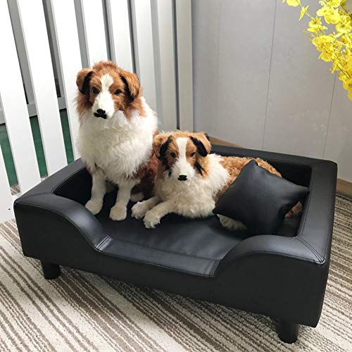 JLXJ Camas para Perros Sofá Cama para Perros Elevados para Perros Grandes, Medianos y Pequeños, Sofá De Cuero Negro Resistente Al Agua para Silla para Interiores y Exteriores, Peso del Cojinete 200Kg