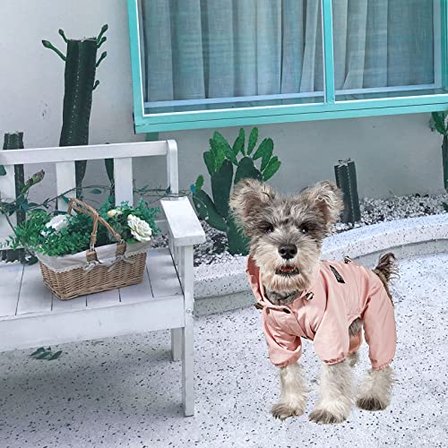 Jodsen Impermeables para Perros Mascotas,Impermeable Ajustable con cordón para Cachorros al Aire Libre,Chaqueta para Cachorro con Capucha Resistente al Agua para Perro pequeño Pink XXL