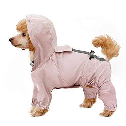 Jodsen Impermeables para Perros Mascotas,Impermeable Ajustable con cordón para Cachorros al Aire Libre,Chaqueta para Cachorro con Capucha Resistente al Agua para Perro pequeño Pink XXL