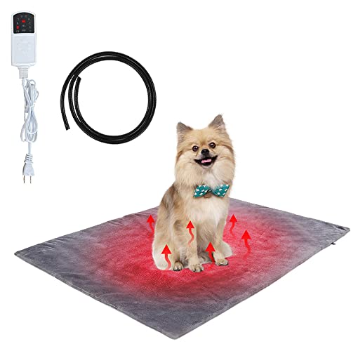 Jooheli Manta Eléctrica para Perros y Gatos, 70*45cm Manta Eléctrica para Mascotas con Temporizador y Tubo Anti-mordedura, Manta Autocalentable para Gatos & Perros, Almohadilla Térmica para Mascotas