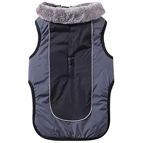 JoyDaog - Abrigo de forro polar reversible y con cuello para perros pequeños, impermeable, cálido, de algodón, ideal para el invierno