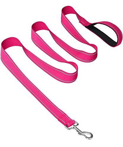 Joytale Correa para Perros Reflectante, Correa para Perros con Mango Acolchado, Correa de Adiestramiento para Perros Pequeños y Perrito, 180×2cm, Rosa Caliente