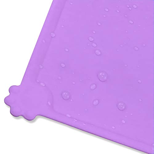 Joytale Silicona Alfombrilla para Comedero de Mascota, Tapete para Comer Perros y Gatos, Antideslizante,Impermeable,47×30cm, Morado