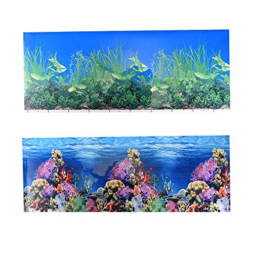 Jroyseter Antecedentes Acuario 3D Doble Cara del Fondo Pegatinas Fish Tank Fondo de Pantalla HD subacuático Decoración Cartel Coral Telón de Fondo Pegatina para el hogar del Acuario (C)