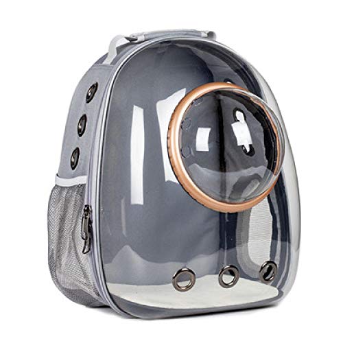 Jstoo Astronauta Ventana con Bolsa De Viaje Bolsa De Viaje Cápsula De Espacio Transpirable Bolsa De Transporte De Mascotas Transparente Mochila para Perros Y Gatos-Gris con Cubierta De Oro_Metro