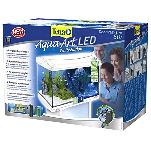 Juego completo de acuario para pecera, 60 L, color blanco