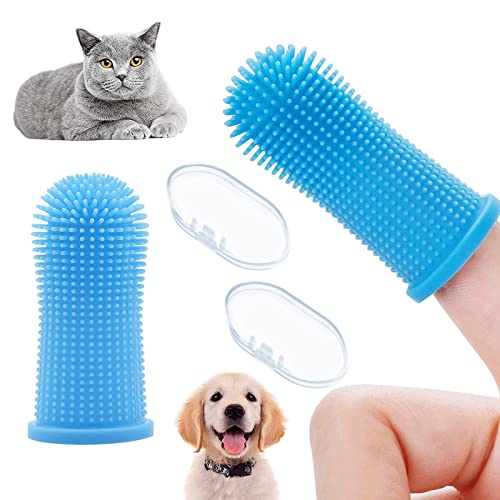 Juego de 2 Cepillos de dientes para gatos y perros Cepillos de Dientes del Perro Cepillo de Dientes para Mascotas para limpieza