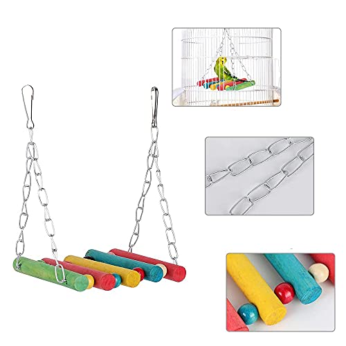 Juego De Juguetes para Pájaros, 7 Piezas Juguetes De Aves, Accesorios para Juguetes para Pájaros, Colorful Swing Ladder Hammock Bells Parrots Toys For Love Birds, Cockatiels, Macaws (7 Estilos)