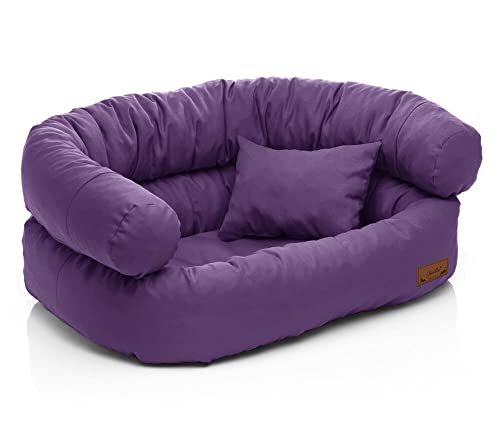 Juelle Cama para perros medianos – Sofá para perros medianos – Funda extraíble lavable a máquina – Cama esponjosa – Sillón para perros Santi S – XXL (tamaño: M – 80 x 60 cm, morado claro)