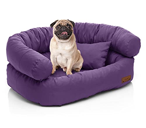 Juelle Cama para perros medianos – Sofá para perros medianos – Funda extraíble lavable a máquina – Cama esponjosa – Sillón para perros Santi S – XXL (tamaño: M – 80 x 60 cm, morado claro)