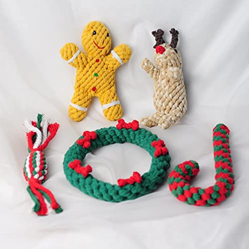 Juguete de cuerda para perro de Navidad, árbol de Navidad, anillo de huesos de caña, hombre de jengibre, calcetín de alce, juguetes para masticar cachorros para la limpieza de la dentición, pequeño, m