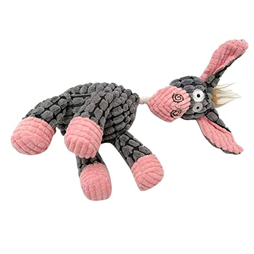 Juguete de peluche de animal, juguete de peluche para perros Juguete de peluche esponjoso con sonido cuando se aprieta Diente de limpieza Cuerda de masticar Juguete con sonido Juguete - Burro gris