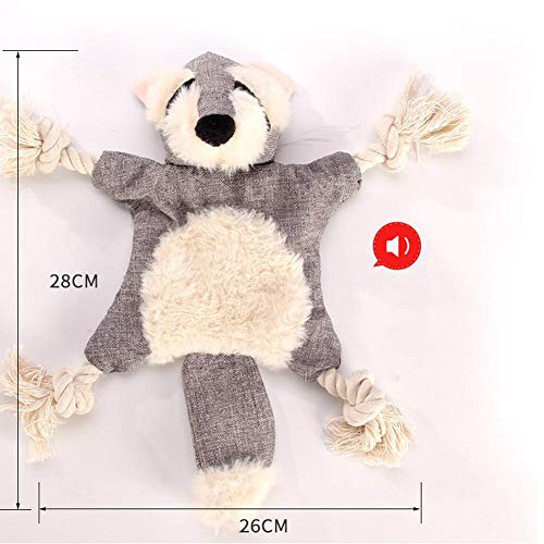 Juguete de perro sin mecha para cachorro, juguete de perro plegable plano Juguetes de peluche con nudos de cuerda de remolque, Fun Stuffless Dog Juguete Squeaky para perros de talla