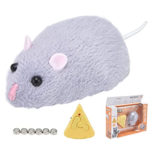 Juguete de Rata con Control Remoto, Control Remoto Electrónico Inalámbrico Ratón Rata Mascota Juguete Divertido Novedad Parodia Juguetes para Gatos Perros Mascotas Niños(Gris)