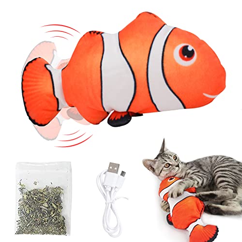 Juguete Hierba Gatera, Juguetes Pez para Gatos, Juguetes Eléctricos para Peces Catnip, Juguete Interactivo Hierba Gatera, Eléctrica Juguete Pez para Gato, Juguete Pez para Gato, Carga USB (M2)