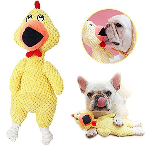 Juguete para Perro de Peluche, Juguetes para Perros Squeaky para Cachorros, Juguetes para Masticar Mascotas, para Juguetes para Perros Squeaker de Felpa Grandes, Medianos y Duraderos (Amarillo)