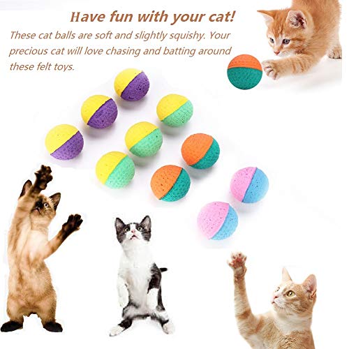 Juguetes de bolas de látex para gatos, 10 piezas Gatito para mascotas Bola de espuma colorida que se divierte Ejercitador Cazador interactivo Teaser para gatos Juego de juguetes para rascar juguetes p