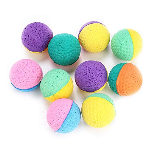 Juguetes de bolas de látex para gatos, 10 piezas Gatito para mascotas Bola de espuma colorida que se divierte Ejercitador Cazador interactivo Teaser para gatos Juego de juguetes para rascar juguetes p