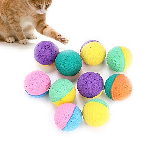 Juguetes de bolas de látex para gatos, 10 piezas Gatito para mascotas Bola de espuma colorida que se divierte Ejercitador Cazador interactivo Teaser para gatos Juego de juguetes para rascar juguetes p