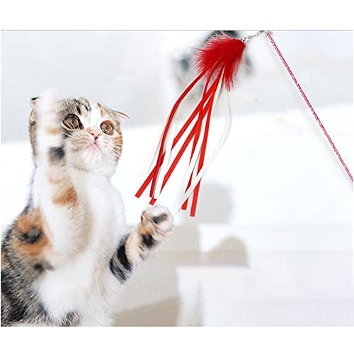 Juguetes de gato varita de gato juguetes interactivos para gatos de interior Teaser juguete de plumas de gato juguetes de repuesto 2 piezas