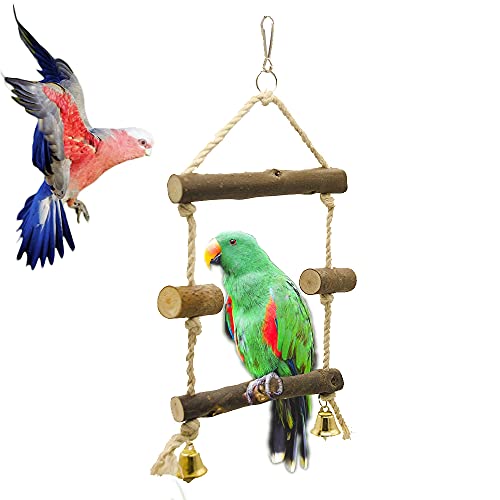 Juguetes de Madera Pájaros, Columpio de Madera para Loros, Juguete de Pájaro con Gancho, para Periquitos, Cotorras, Guacamayos, Pájaros Amorosos y Otras Aves