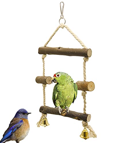 Juguetes de Madera Pájaros, Columpio de Madera para Loros, Juguete de Pájaro con Gancho, para Periquitos, Cotorras, Guacamayos, Pájaros Amorosos y Otras Aves