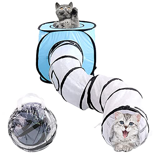 Juguetes Gatito Túnel Gato,Tubo Túnel Gatos,Juguete Mascotas Plegable,Juguete Plegable Gatos Interior,con Bolsa De Almacenamiento,Adecuada para Juguetes Interactivos para Gatos,Conejos Y Cachorros