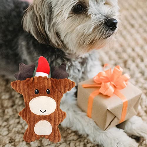 Juguetes navideños para perros, suaves y bonitos regalos navideños para mascotas, juguetes masticables de peluche duraderos con chirridos, muñeco de nieve, alce, oso pardo, oso de goma, para perros pe