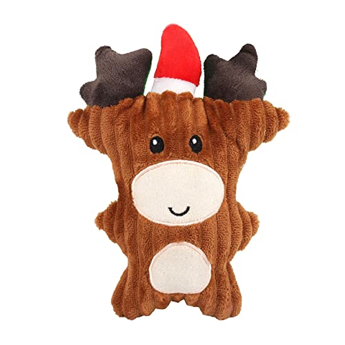 Juguetes navideños para perros, suaves y bonitos regalos navideños para mascotas, juguetes masticables de peluche duraderos con chirridos, muñeco de nieve, alce, oso pardo, oso de goma, para perros pe