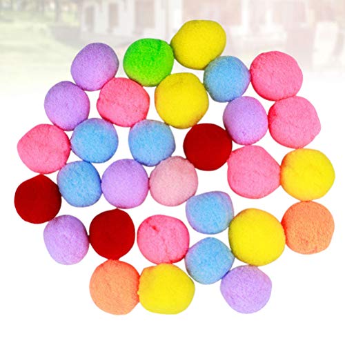 Juguetes para gatos y perros, 30 piezas de juguete de peluche colorido para gatos y gatos, pompones suaves, bola elástica para jugar a mascotas (color surtido)