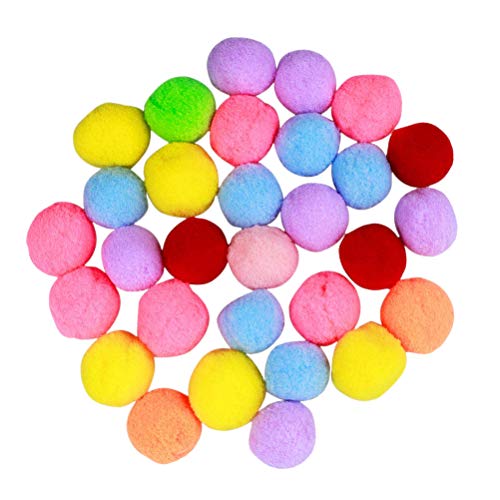 Juguetes para gatos y perros, 30 piezas de juguete de peluche colorido para gatos y gatos, pompones suaves, bola elástica para jugar a mascotas (color surtido)